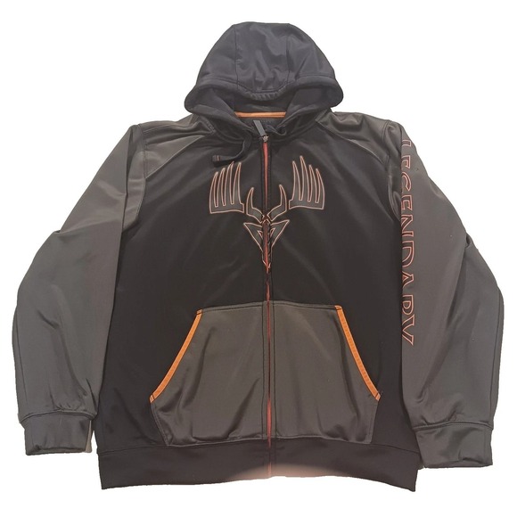 Legendary Whitetails Other - Legendary Whitetails Mens L Antler Full Zip Hoodie Black Gray Outdoor Biker Tee